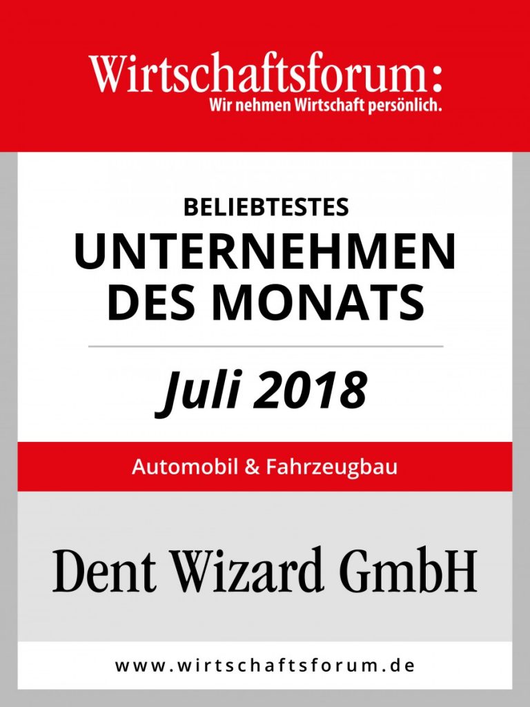 Dent Wizard als Unternehmen des Monats gekürt.
