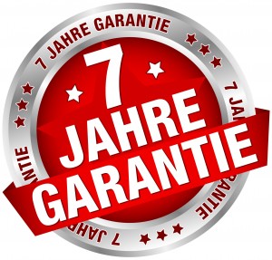 Button Banner "7 Jahre Garantie" rot/silber